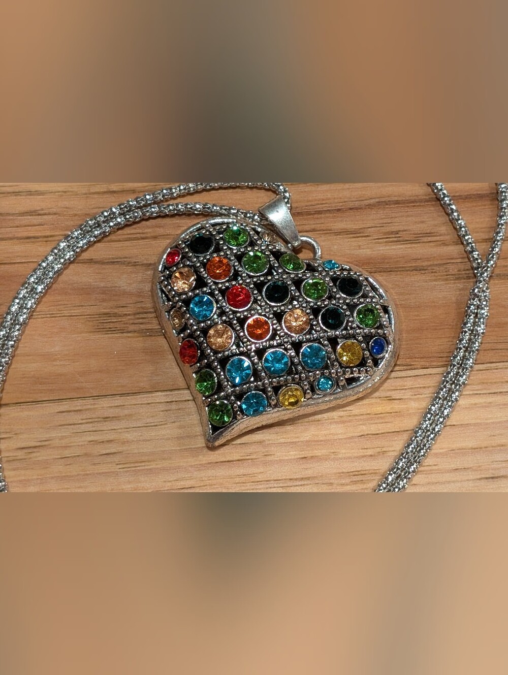 Paparazzi Multicolor Crystal Heart Pendant Necklace And Bracelet Stack